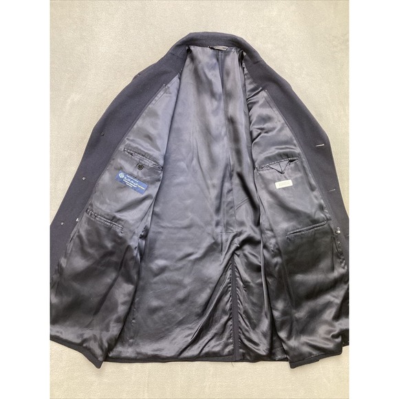 LORO PIANA Storm System Coat Jacket Button Up Wool 46 R Navy Blue 2XL - Picture 6 of 12